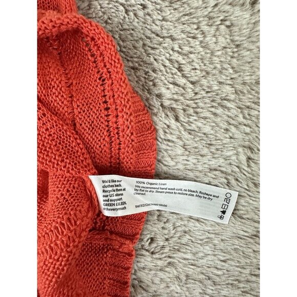 Eileen Fisher Linen Slub Stitch Coral Geran Bateau Neck Top Size M - Picture 6 of 11